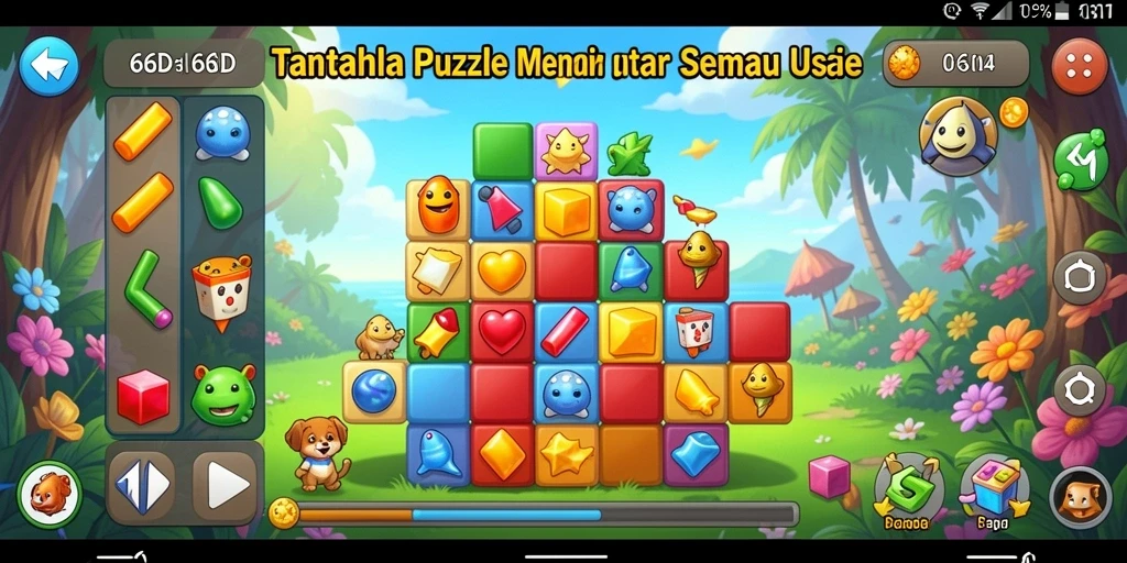 Tampilan gameplay 66D yang mengasyikkan dengan berbagai teka-teki.