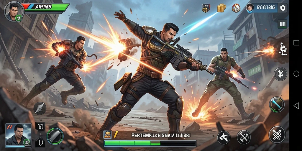 Tangkapan layar menampilkan aksi intens dalam permainan AIR168.