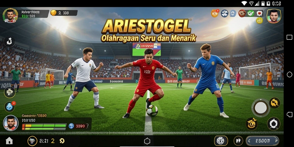 Tampilan menarik dari gameplay ARIESTOGEL yang seru dan kompetitif.