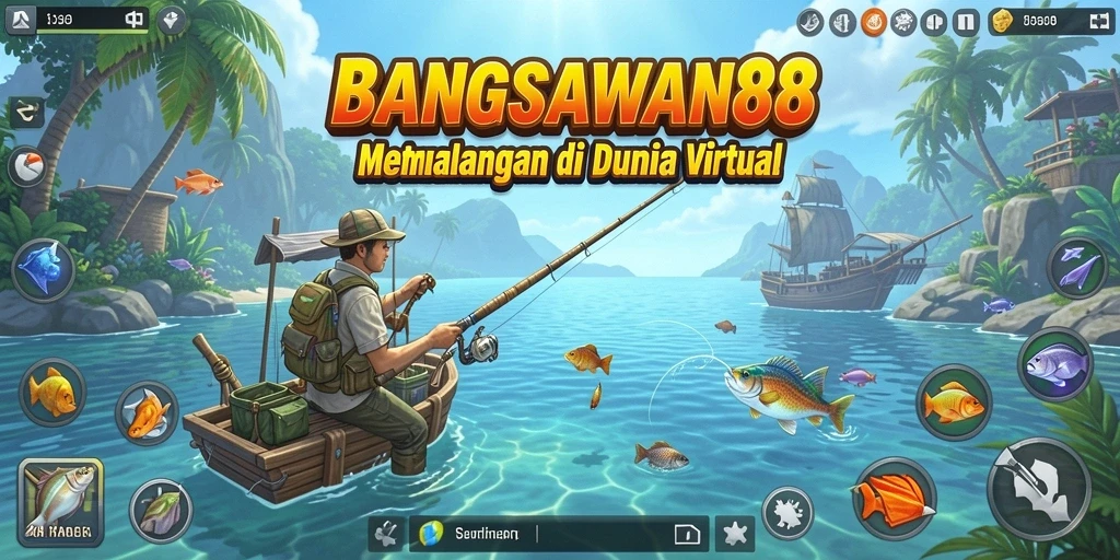 Tampilan menarik dalam gameplay BANGSAWAN88 saat menangkap ikan.