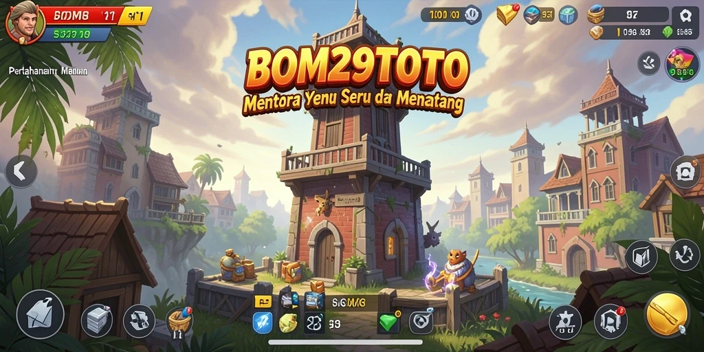 Screenshot utama BOM29TOTO menampilkan aksi intens dalam gameplay Tower Defense.