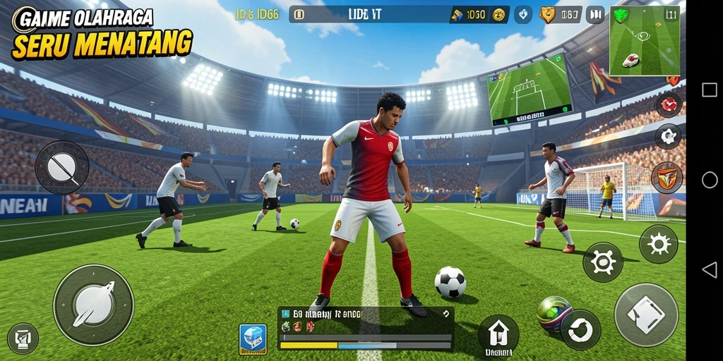 Screenshot utama ID66 menampilkan aksi seru di lapangan olahraga.