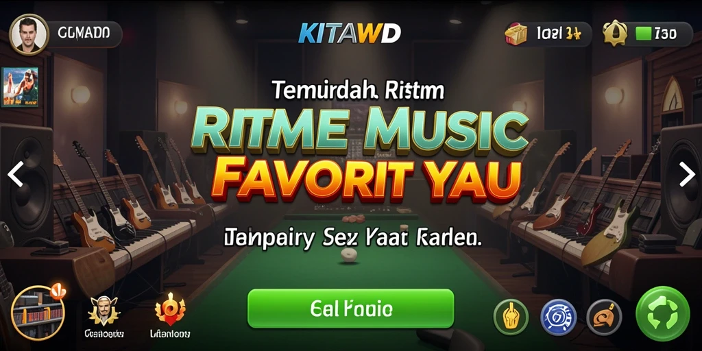 Tampilan gameplay KITAWD dengan berbagai pilihan musik dan fitur menarik.