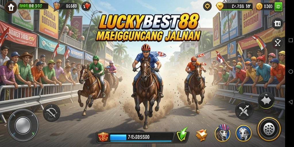 Gameplay seru LUCKYBEST88 di trek balapan yang menantang.