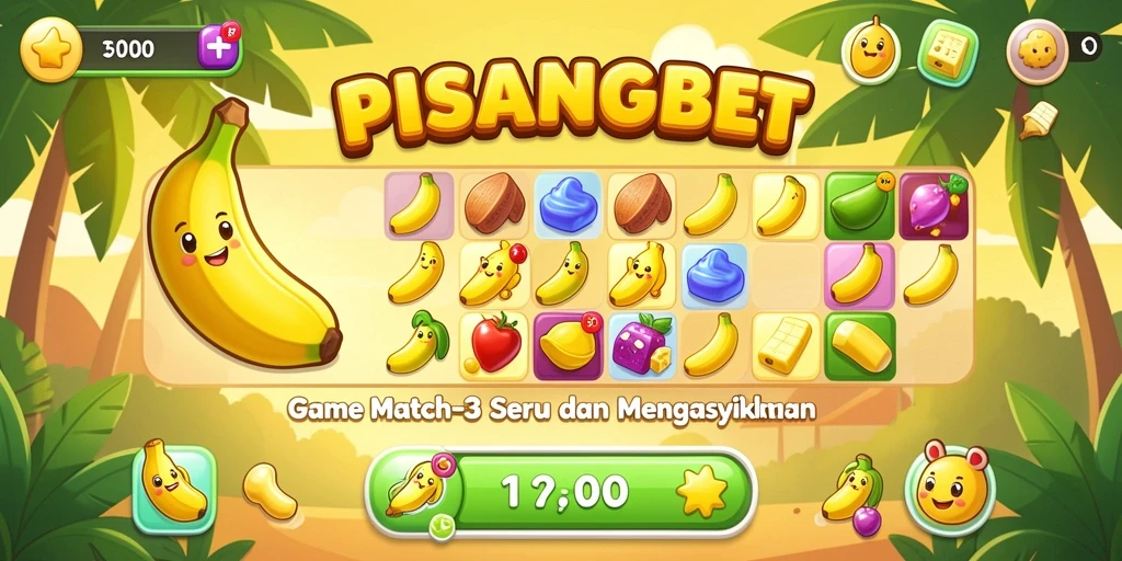 Screenshot PISANGBET dengan tampilan gameplay Match-3 yang menarik.