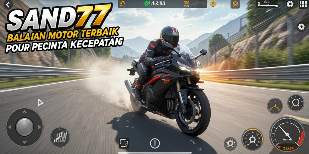 Screenshot SAND77 menampilkan balapan motor yang intens dan mendebarkan.