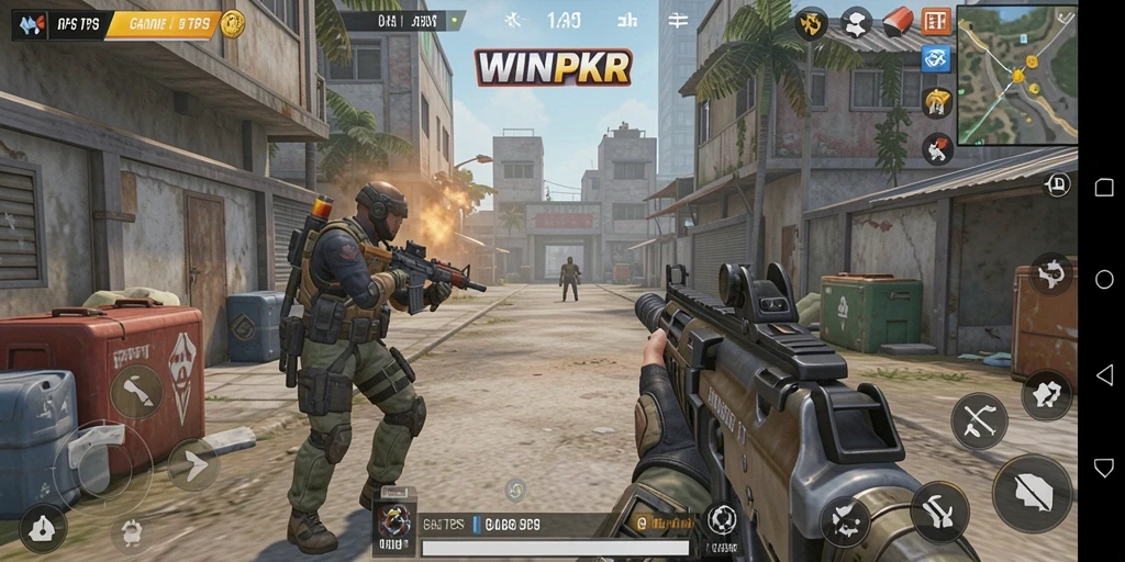 Tampilan gameplay epik dalam WINPKR dengan aksi TPS yang mendebarkan.